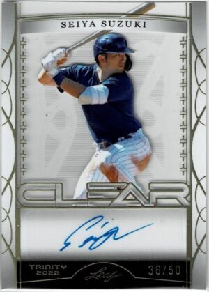 鈴木誠也 22 LEAF TRINITY CLEAR GOLD 50枚限定直筆サインカード