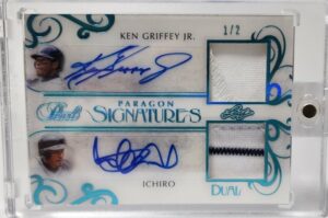 イチロー、ケン・グリフィーJR 20 Leaf 2枚限定直筆サインジャージカード